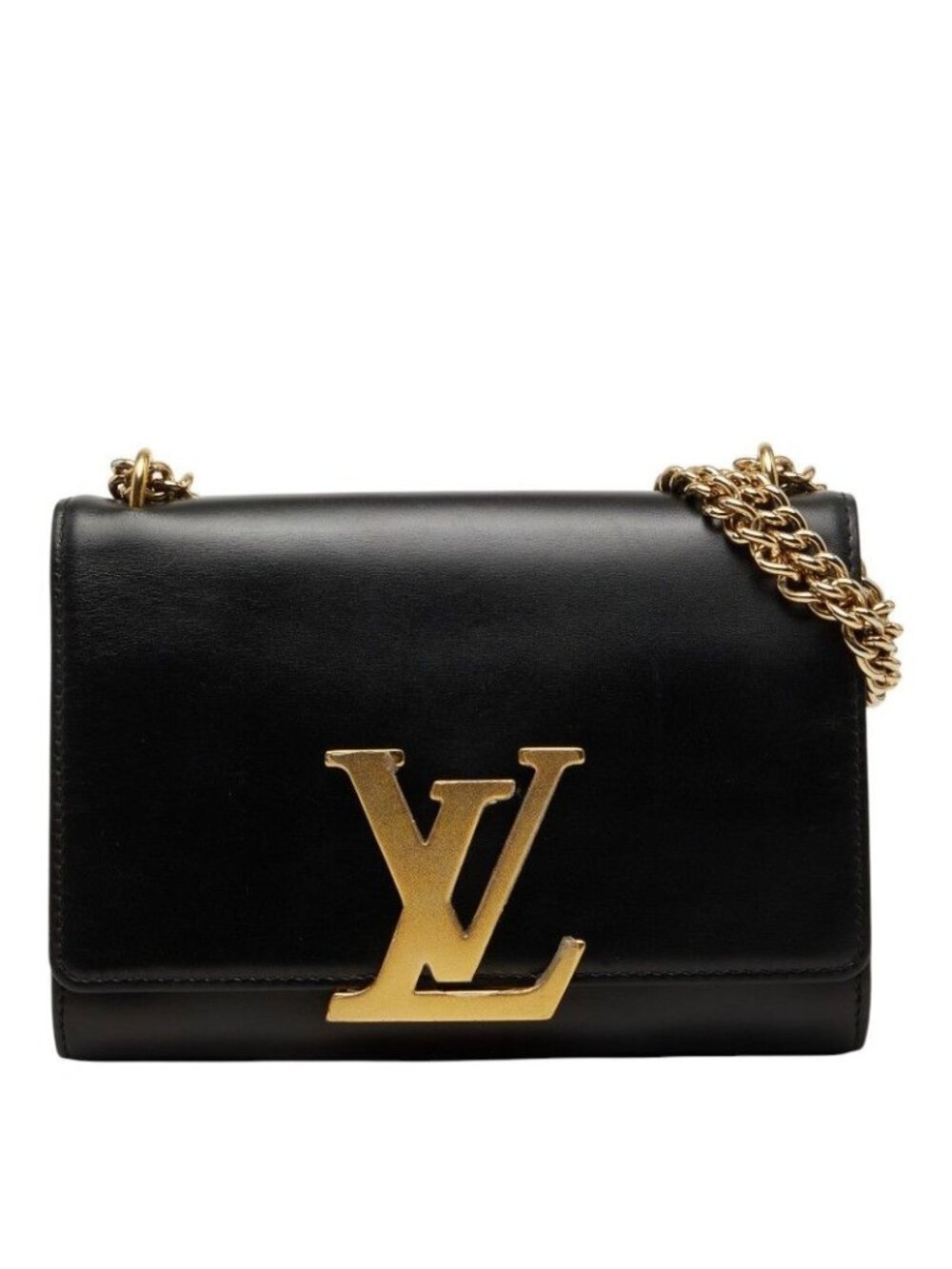 Louis Vuitton Pochette Louise MM Chain Shoulder Bag Noir Black Leather